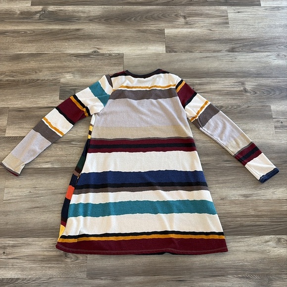 Gorilla Cat Women's Medium‎ Tunic Top or Short Dress Tan Burgundy Stripe Retro - Picture 7 of 9